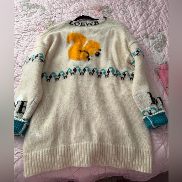 Loewe knitwear wool Cream  Cardigan Size XS OVERSIZED - Picture 3 of 5